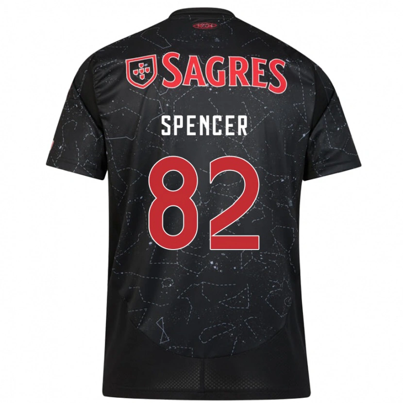 Danxen Kinder Diogo Spencer #82 Schwarz Rot Auswärtstrikot Trikot 2024/25 T-Shirt Schweiz