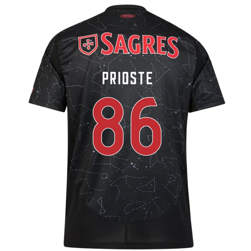 Danxen Kinder Diogo Prioste #86 Schwarz Rot Auswärtstrikot Trikot 2024/25 T-Shirt Schweiz