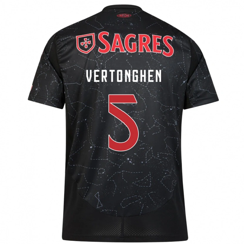 Danxen Kinder Jan Vertonghen #5 Schwarz Rot Auswärtstrikot Trikot 2024/25 T-Shirt Schweiz