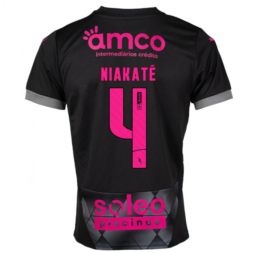 Danxen Kinder Sikou Niakaté #4 Schwarz Rosa Auswärtstrikot Trikot 2024/25 T-Shirt Schweiz