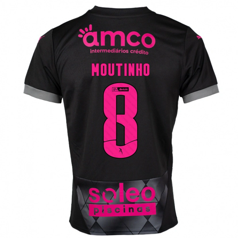 Danxen Kinder João Moutinho #8 Schwarz Rosa Auswärtstrikot Trikot 2024/25 T-Shirt Schweiz