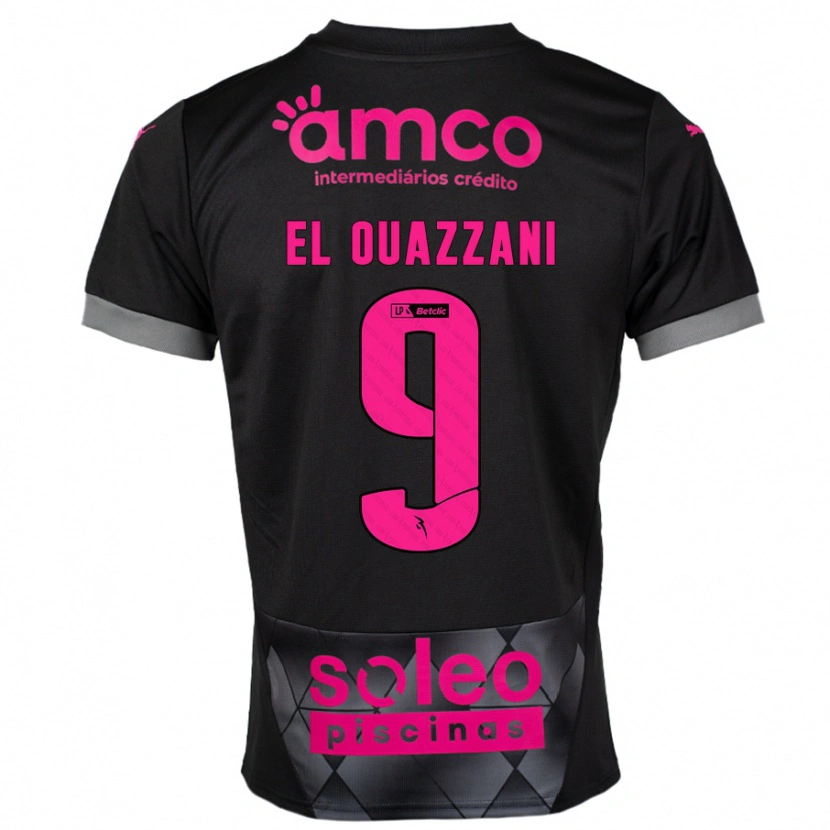 Danxen Kinder Amine El Ouazzani #9 Schwarz Rosa Auswärtstrikot Trikot 2024/25 T-Shirt Schweiz