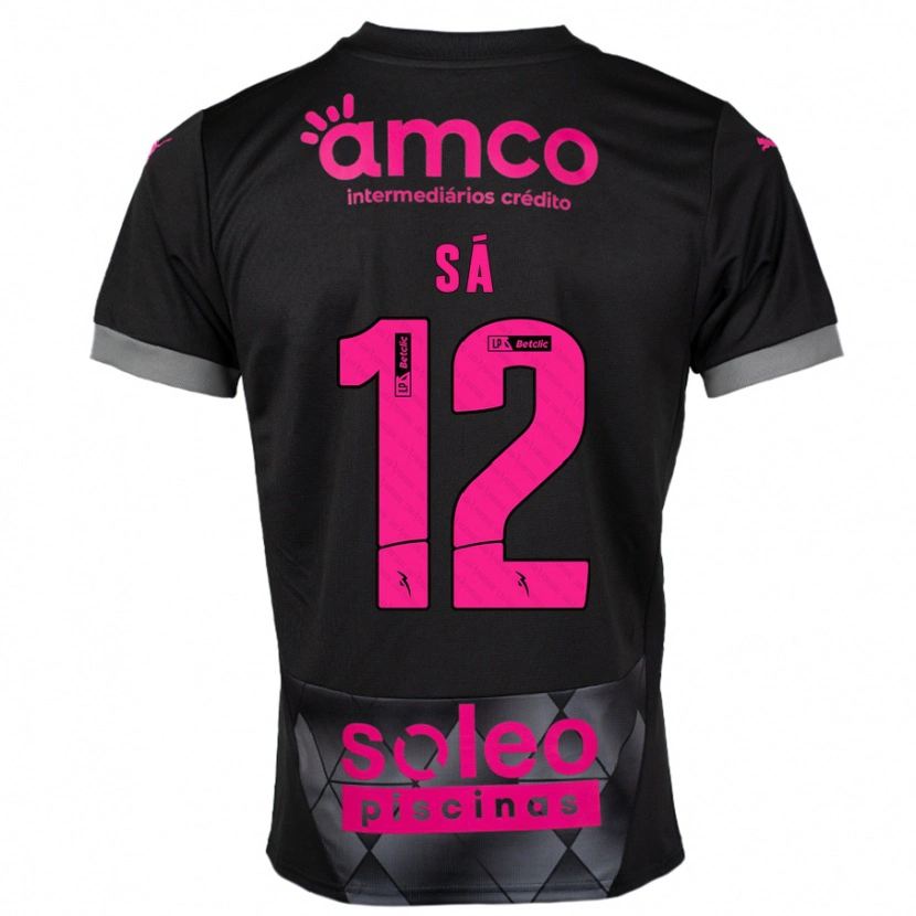 Danxen Kinder Tiago Sá #12 Schwarz Rosa Auswärtstrikot Trikot 2024/25 T-Shirt Schweiz