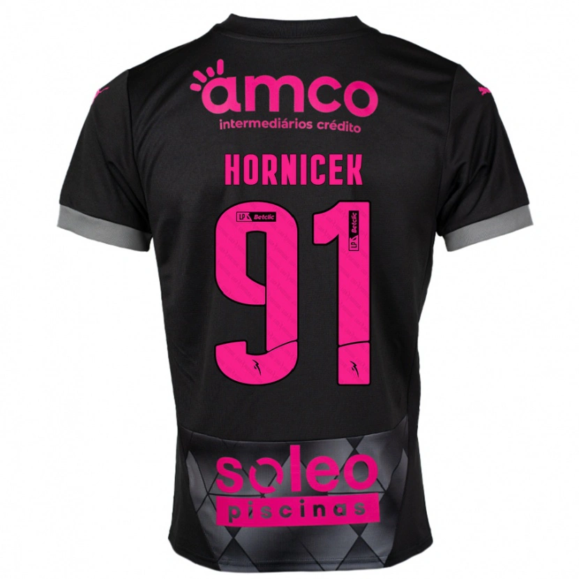 Danxen Kinder Lukas Hornicek #91 Schwarz Rosa Auswärtstrikot Trikot 2024/25 T-Shirt Schweiz