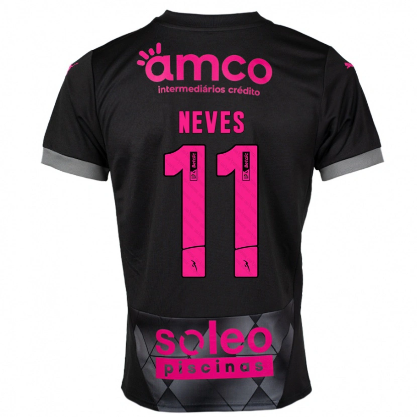 Danxen Kinder Bernardo Neves #11 Schwarz Rosa Auswärtstrikot Trikot 2024/25 T-Shirt Schweiz