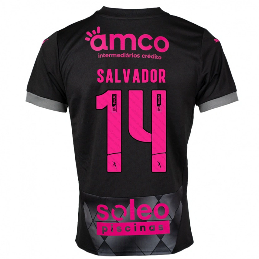 Danxen Kinder João Salvador #14 Schwarz Rosa Auswärtstrikot Trikot 2024/25 T-Shirt Schweiz