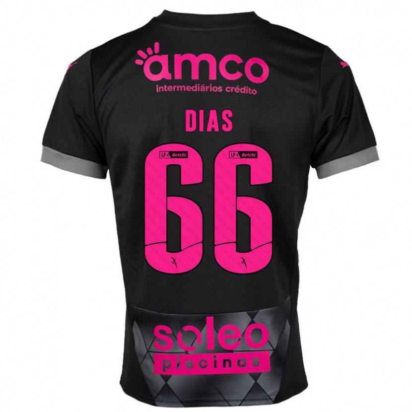 Danxen Kinder Gonçalo Dias #66 Schwarz Rosa Auswärtstrikot Trikot 2024/25 T-Shirt Schweiz