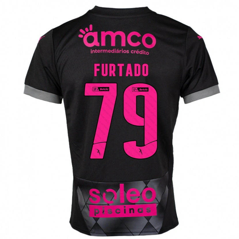 Danxen Kinder Rúben Furtado #79 Schwarz Rosa Auswärtstrikot Trikot 2024/25 T-Shirt Schweiz