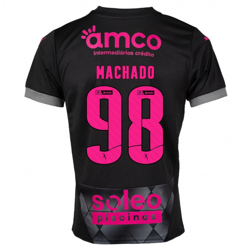 Danxen Kinder Gonçalo Machado #98 Schwarz Rosa Auswärtstrikot Trikot 2024/25 T-Shirt Schweiz