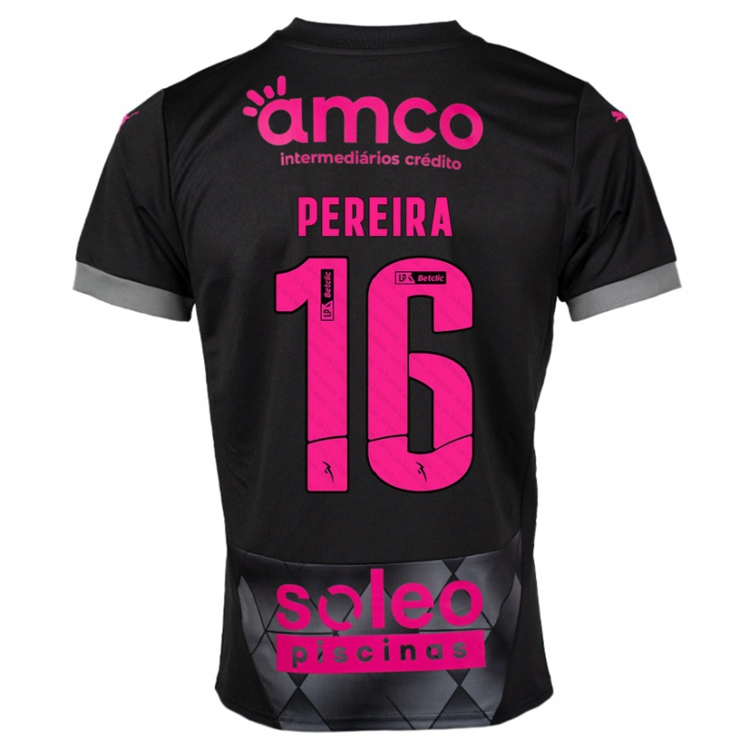 Danxen Kinder Catarina Pereira #16 Schwarz Rosa Auswärtstrikot Trikot 2024/25 T-Shirt Schweiz