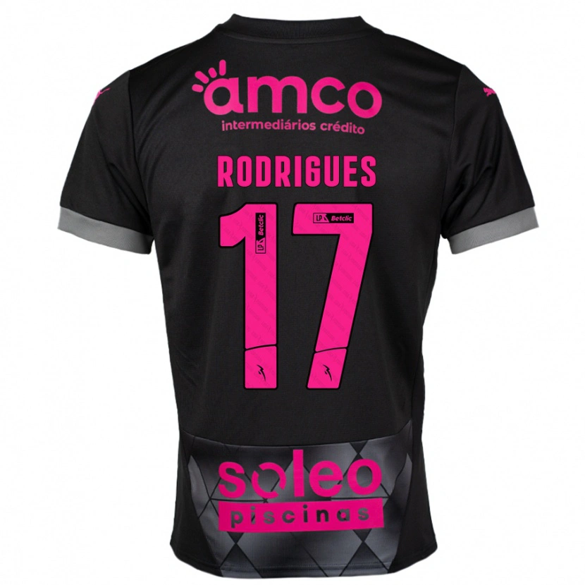 Danxen Kinder Tânia Rodrigues #17 Schwarz Rosa Auswärtstrikot Trikot 2024/25 T-Shirt Schweiz