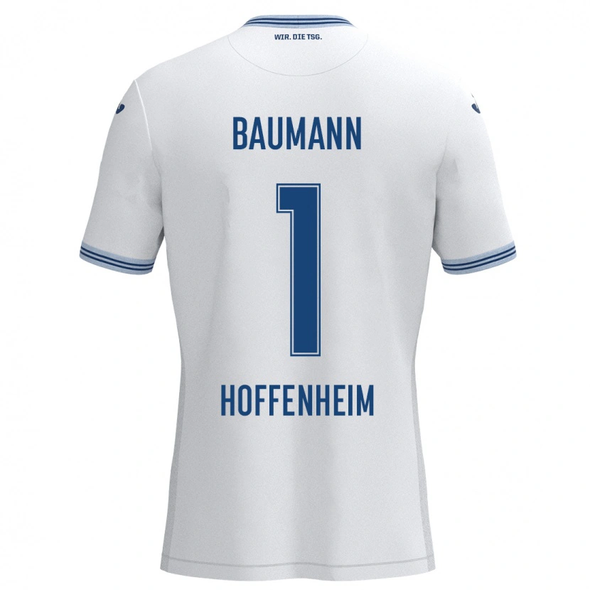 Danxen Kinder Oliver Baumann #1 Weiß Blau Auswärtstrikot Trikot 2024/25 T-Shirt Schweiz