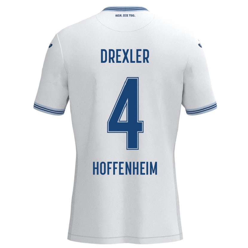 Danxen Kinder Tim Drexler #4 Weiß Blau Auswärtstrikot Trikot 2024/25 T-Shirt Schweiz