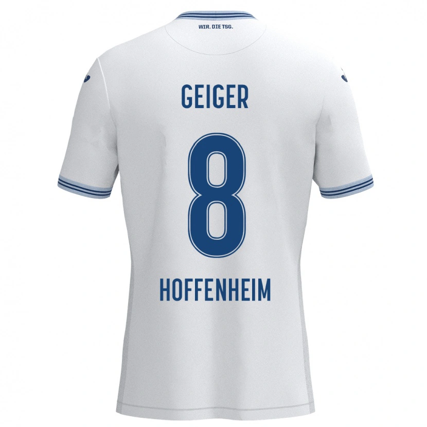 Danxen Kinder Dennis Geiger #8 Weiß Blau Auswärtstrikot Trikot 2024/25 T-Shirt Schweiz