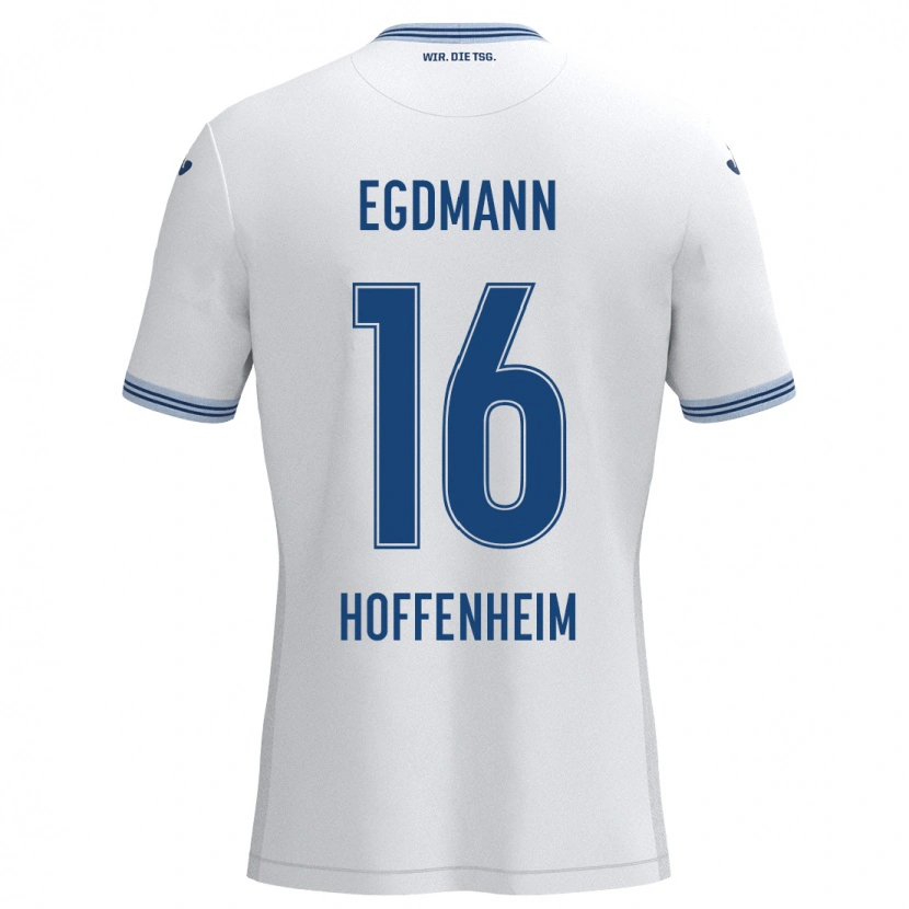 Danxen Kinder Mika Egdmann #16 Weiß Blau Auswärtstrikot Trikot 2024/25 T-Shirt Schweiz