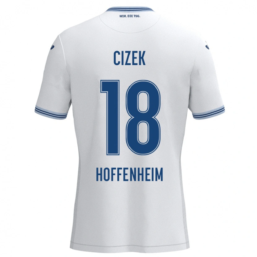 Danxen Kinder Krystof Cizek #18 Weiß Blau Auswärtstrikot Trikot 2024/25 T-Shirt Schweiz