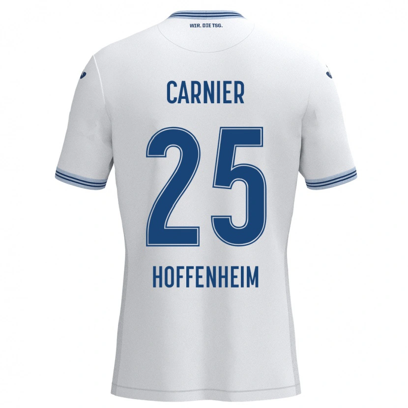 Danxen Kinder Alekseï Carnier #25 Weiß Blau Auswärtstrikot Trikot 2024/25 T-Shirt Schweiz