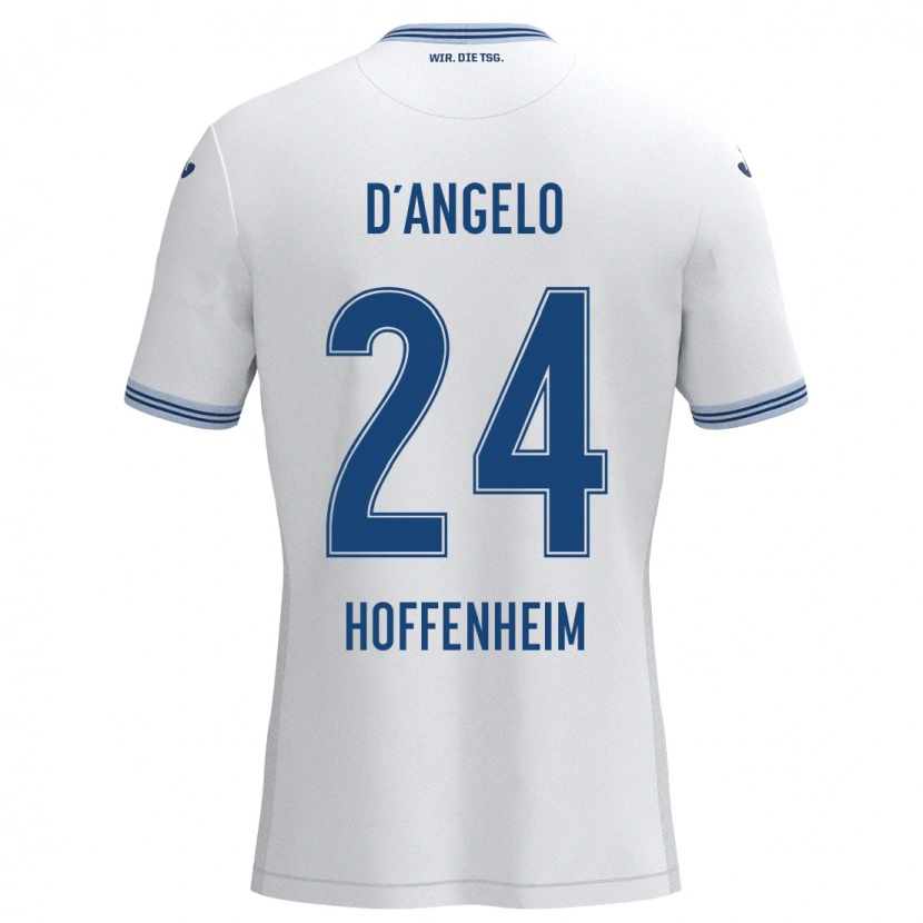 Danxen Kinder Chiara D'angelo #24 Weiß Blau Auswärtstrikot Trikot 2024/25 T-Shirt Schweiz