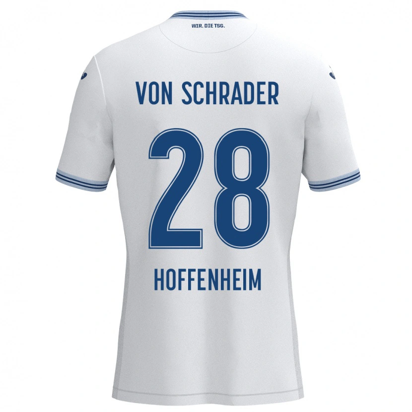 Danxen Kinder Lina Von Schrader #28 Weiß Blau Auswärtstrikot Trikot 2024/25 T-Shirt Schweiz