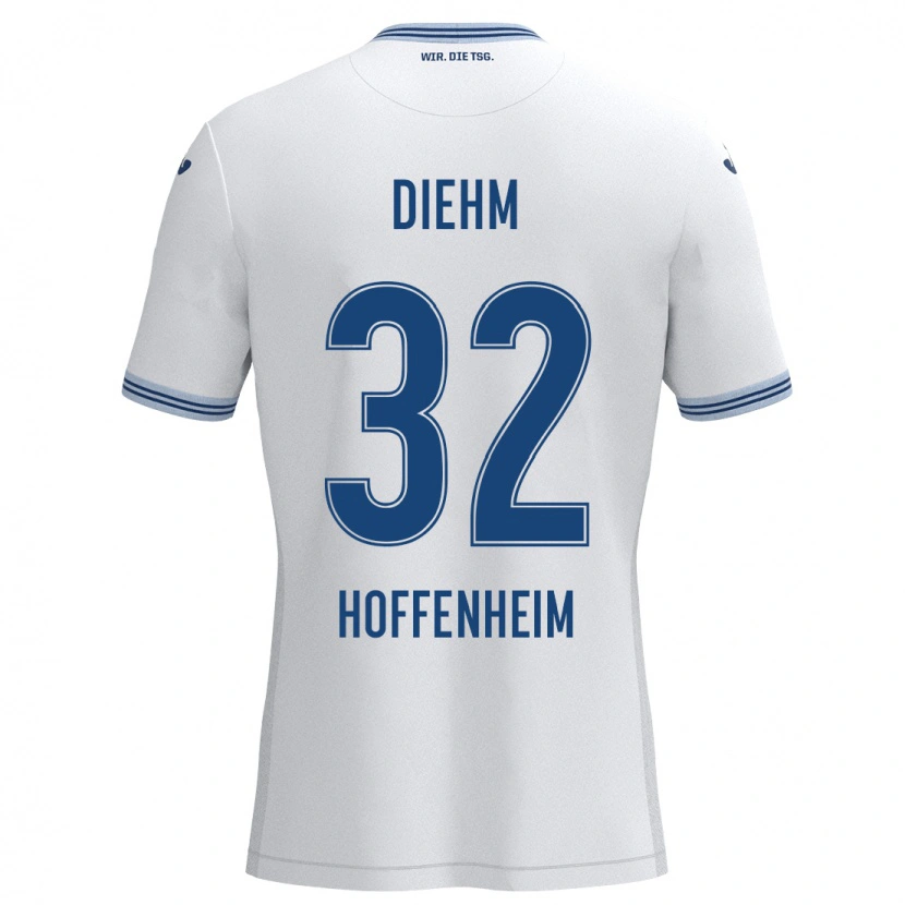 Danxen Kinder Vanessa Diehm #32 Weiß Blau Auswärtstrikot Trikot 2024/25 T-Shirt Schweiz