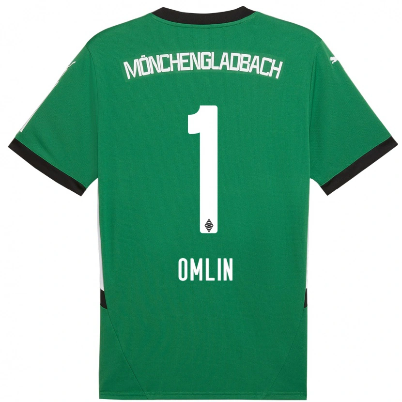 Danxen Kinder Jonas Omlin #1 Grün Weiß Auswärtstrikot Trikot 2024/25 T-Shirt Schweiz