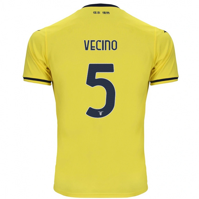 Danxen Kinder Matías Vecino #5 Gelb Auswärtstrikot Trikot 2024/25 T-Shirt Schweiz