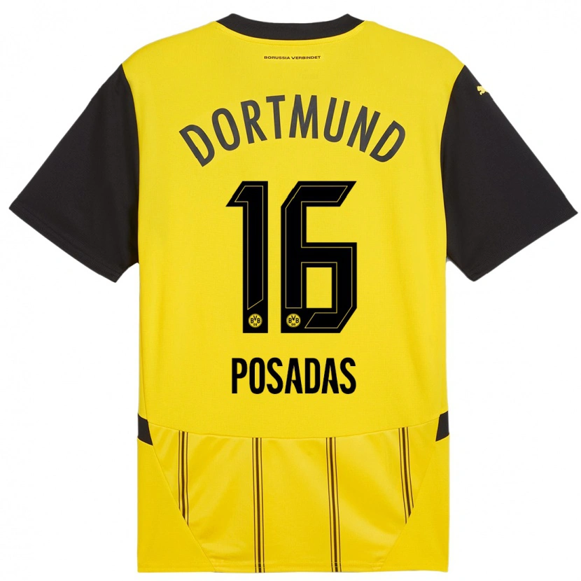 Danxen Herren Leonardo Posadas #16 Gelb Schwarz Heimtrikot Trikot 2024/25 T-Shirt Schweiz