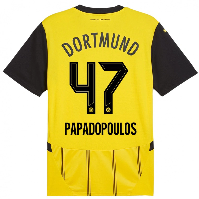 Danxen Herren Antonios Papadopoulos #47 Gelb Schwarz Heimtrikot Trikot 2024/25 T-Shirt Schweiz