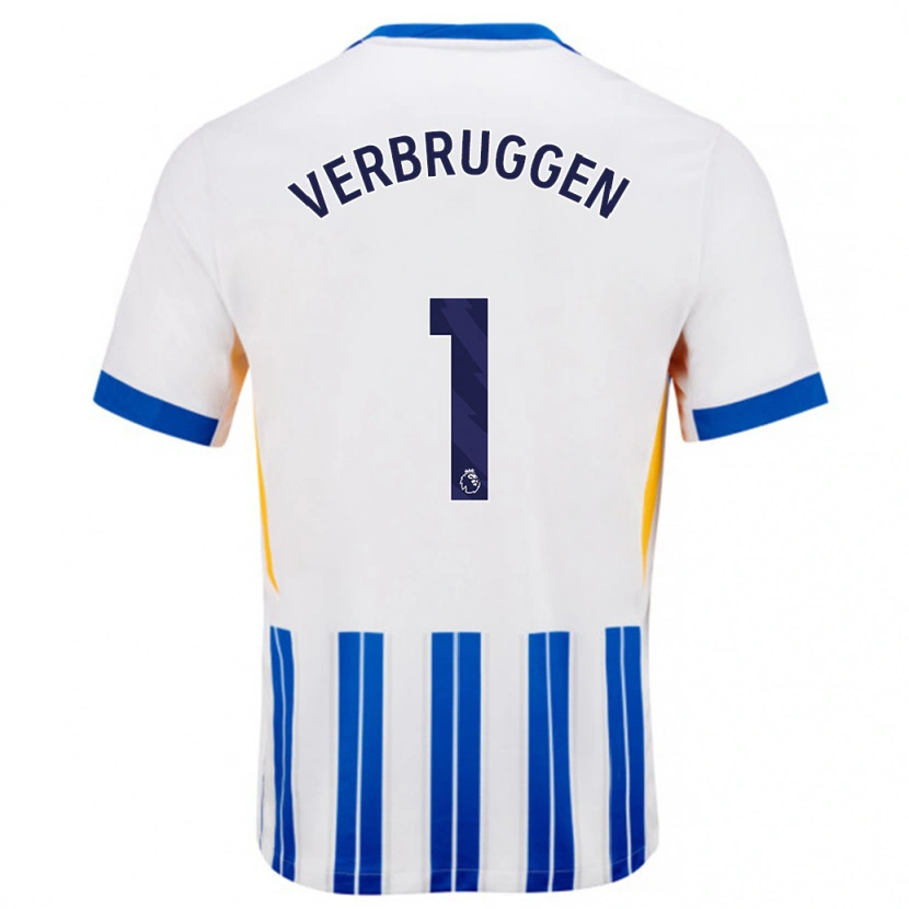 Danxen Herren Bart Verbruggen #1 Weiß Blaue Nadelstreifen Heimtrikot Trikot 2024/25 T-Shirt Schweiz