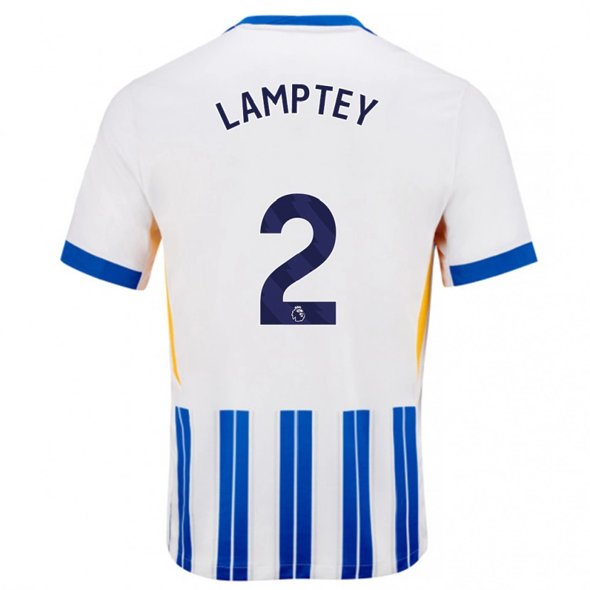 Danxen Herren Tariq Lamptey #2 Weiß Blaue Nadelstreifen Heimtrikot Trikot 2024/25 T-Shirt Schweiz