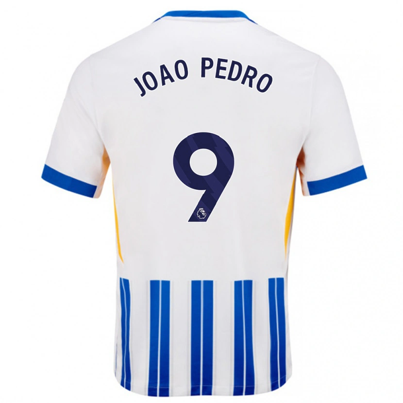 Danxen Herren João Pedro #9 Weiß Blaue Nadelstreifen Heimtrikot Trikot 2024/25 T-Shirt Schweiz