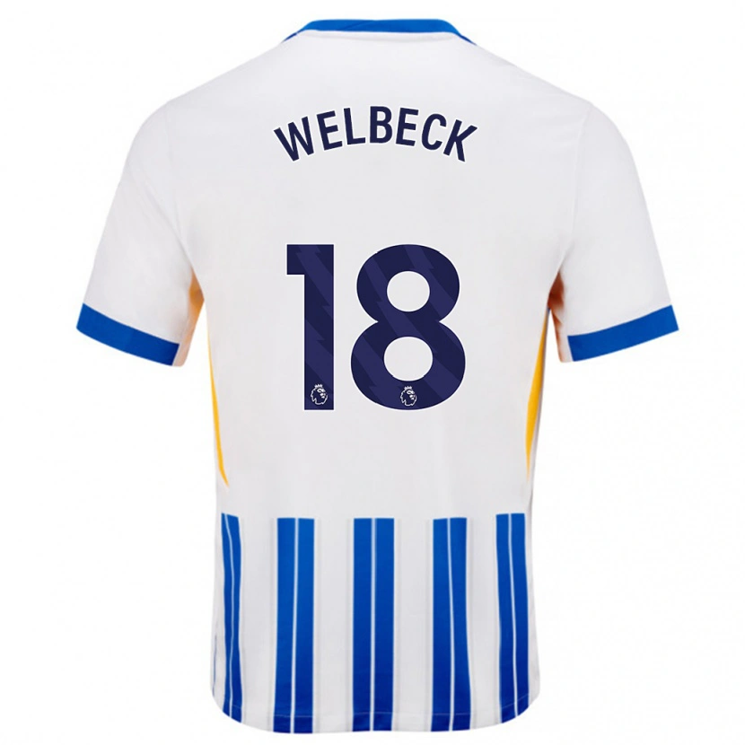 Danxen Herren Danny Welbeck #18 Weiß Blaue Nadelstreifen Heimtrikot Trikot 2024/25 T-Shirt Schweiz