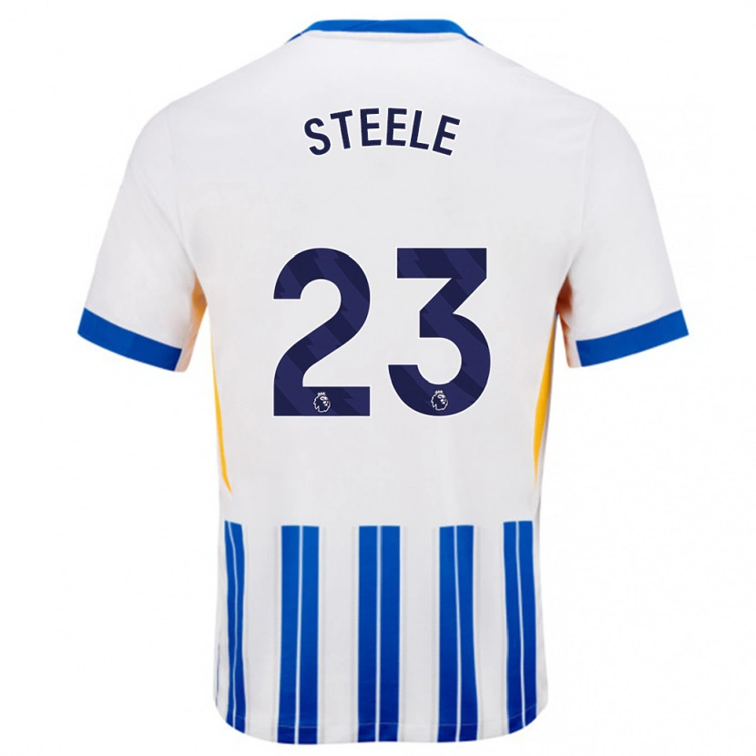 Danxen Herren Jason Steele #23 Weiß Blaue Nadelstreifen Heimtrikot Trikot 2024/25 T-Shirt Schweiz