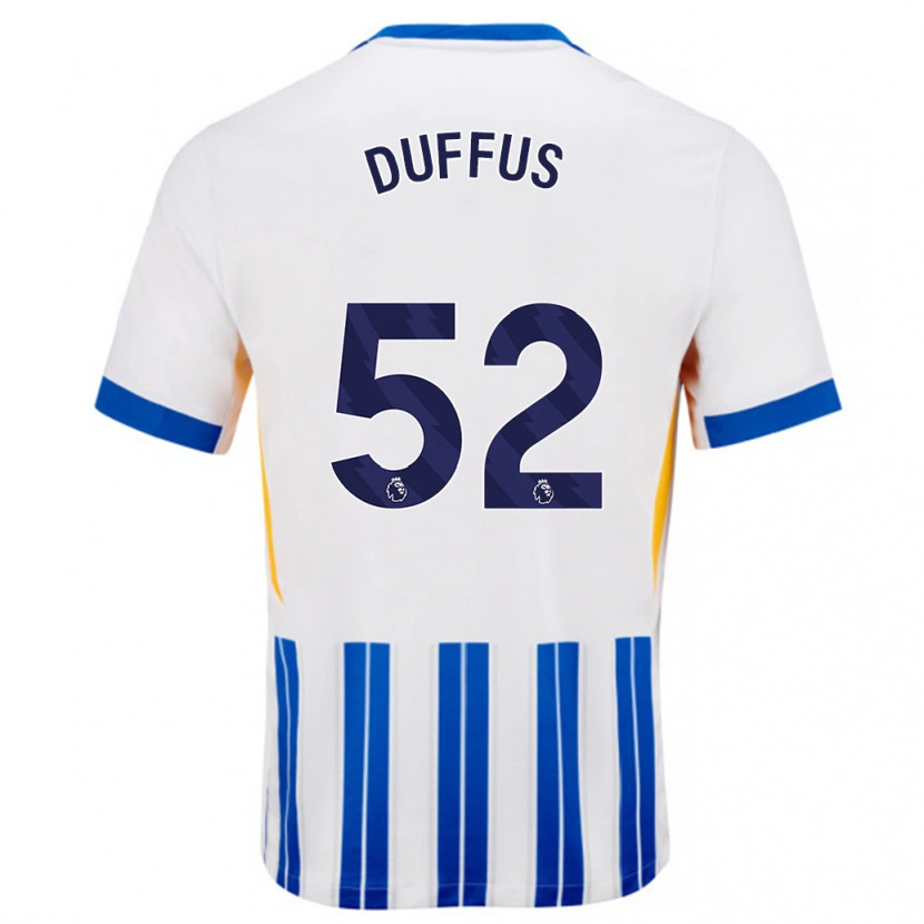 Danxen Herren Josh Duffus #52 Weiß Blaue Nadelstreifen Heimtrikot Trikot 2024/25 T-Shirt Schweiz