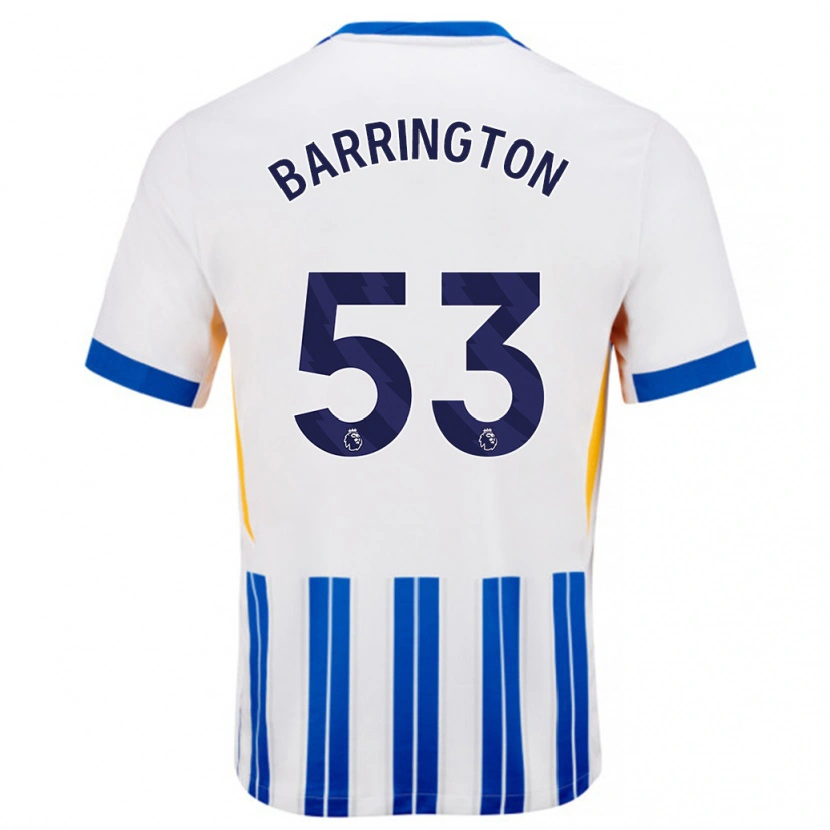 Danxen Herren Luca Barrington #53 Weiß Blaue Nadelstreifen Heimtrikot Trikot 2024/25 T-Shirt Schweiz