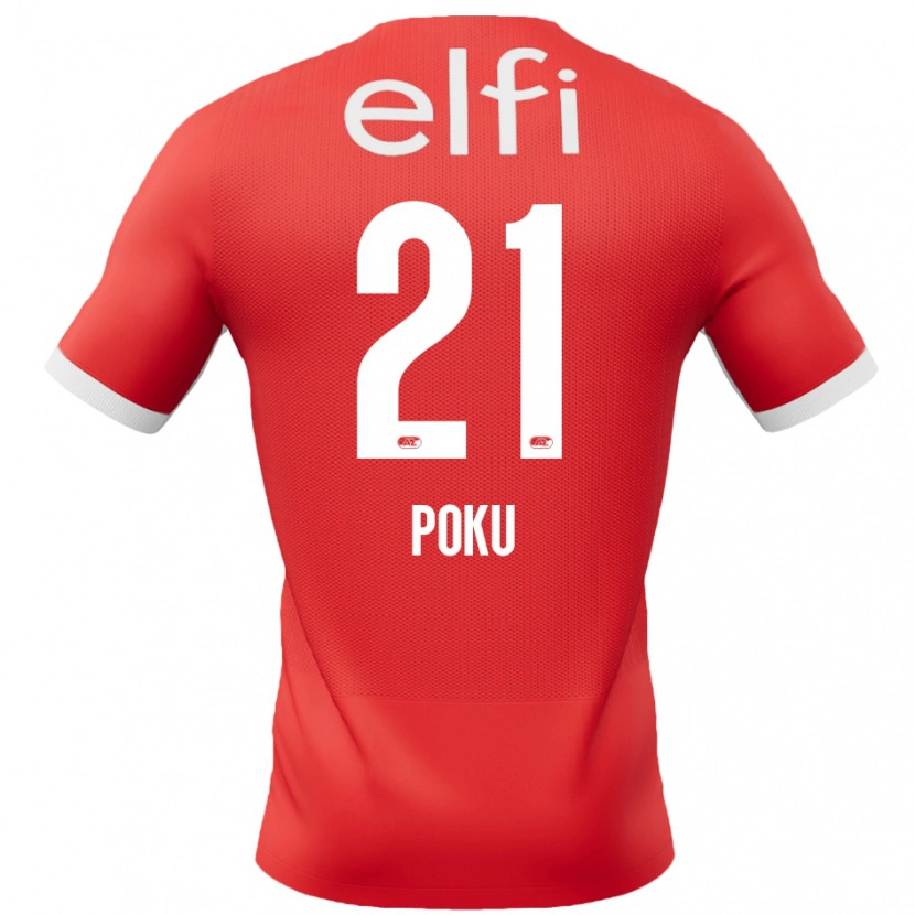 Danxen Herren Ernest Poku #21 Rot Weiß Heimtrikot Trikot 2024/25 T-Shirt Schweiz