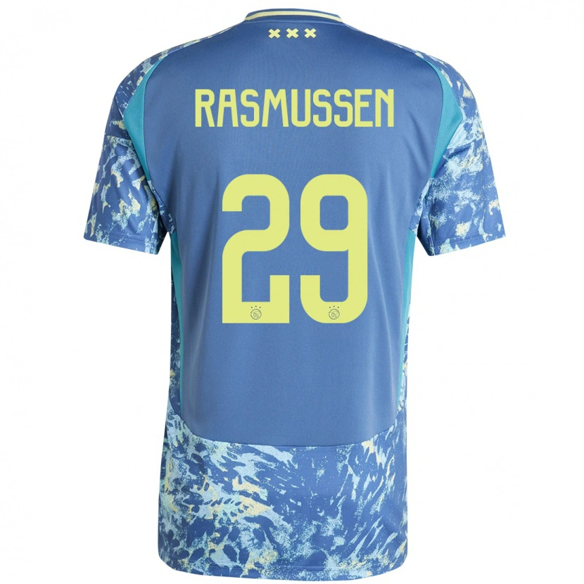 Danxen Herren Christian Rasmussen #29 Grau Blau Gelb Auswärtstrikot Trikot 2024/25 T-Shirt Schweiz