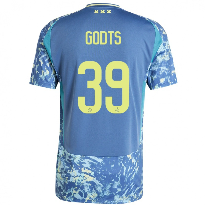 Danxen Herren Mika Godts #39 Grau Blau Gelb Auswärtstrikot Trikot 2024/25 T-Shirt Schweiz