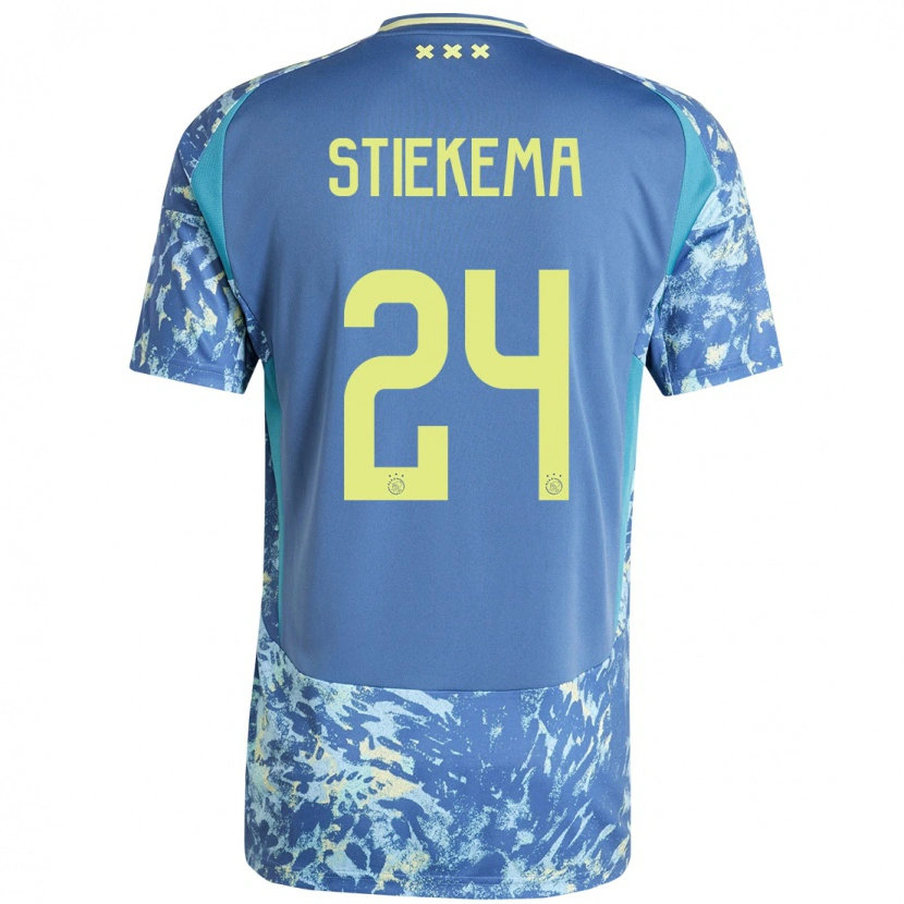 Danxen Herren Iris Stiekema #24 Grau Blau Gelb Auswärtstrikot Trikot 2024/25 T-Shirt Schweiz