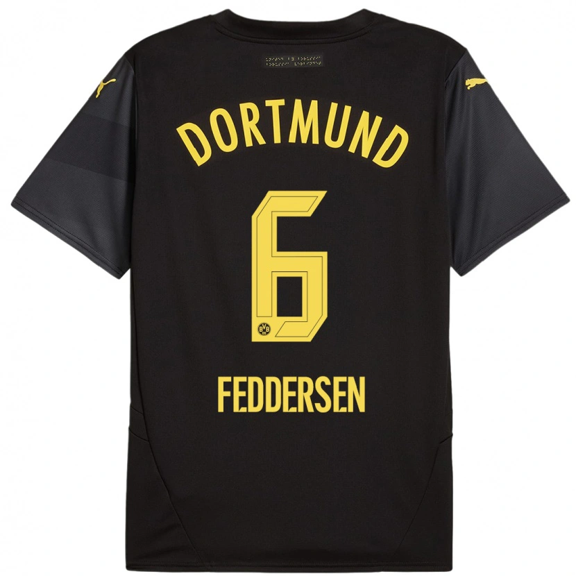 Danxen Herren Jonas Feddersen #6 Schwarz Gelb Auswärtstrikot Trikot 2024/25 T-Shirt Schweiz