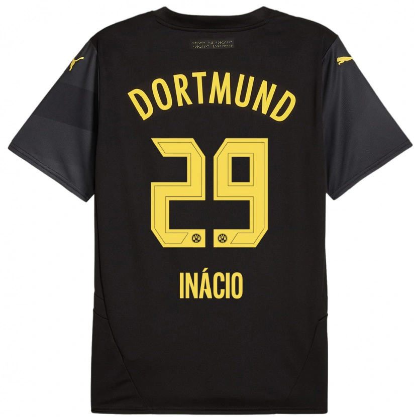 Danxen Herren Samuele Inácio #29 Schwarz Gelb Auswärtstrikot Trikot 2024/25 T-Shirt Schweiz