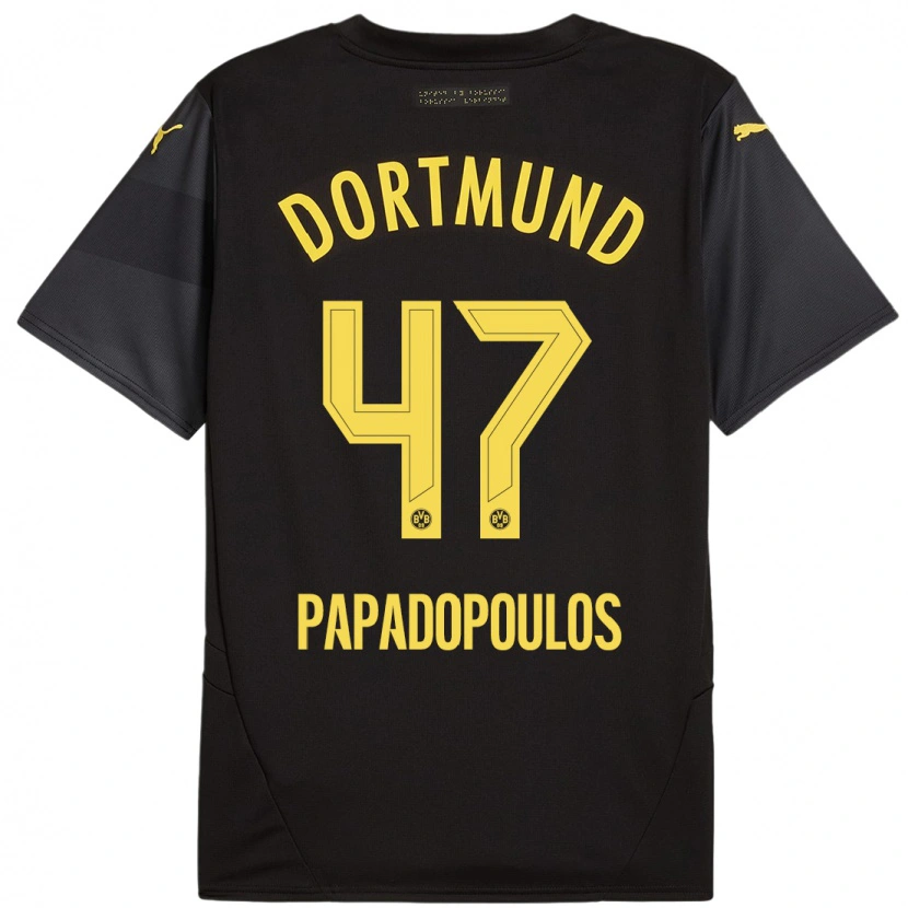 Danxen Herren Antonios Papadopoulos #47 Schwarz Gelb Auswärtstrikot Trikot 2024/25 T-Shirt Schweiz