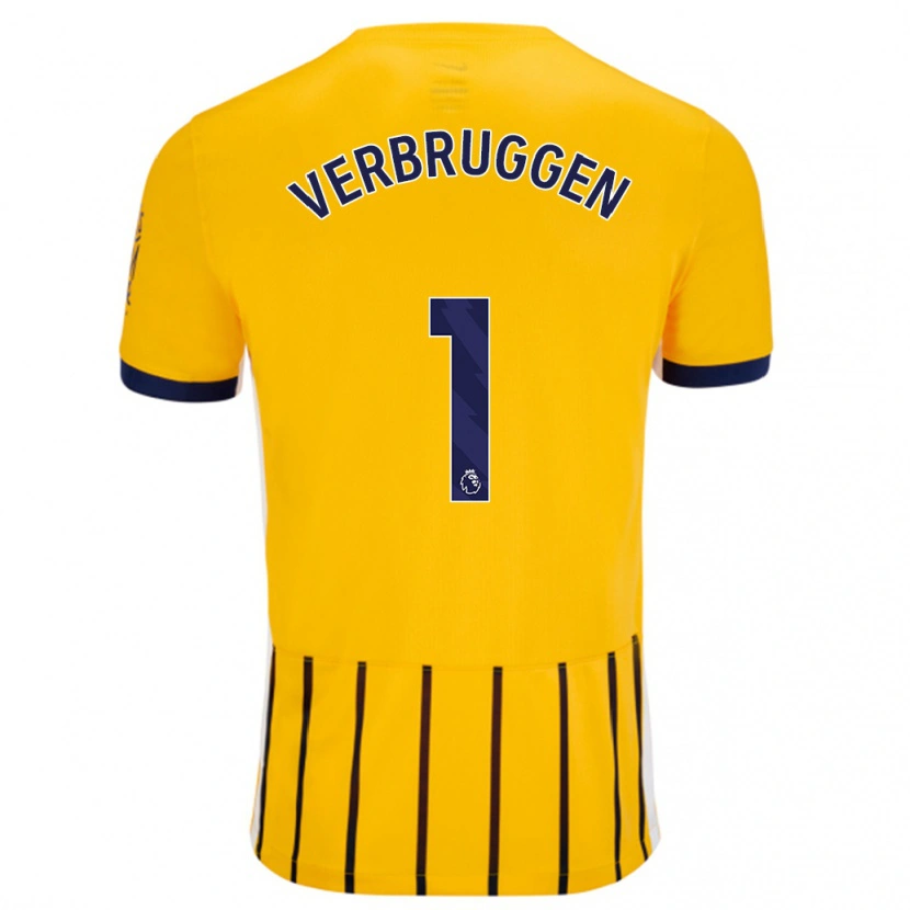 Danxen Herren Bart Verbruggen #1 Gold Blau Nadelstreifen Auswärtstrikot Trikot 2024/25 T-Shirt Schweiz