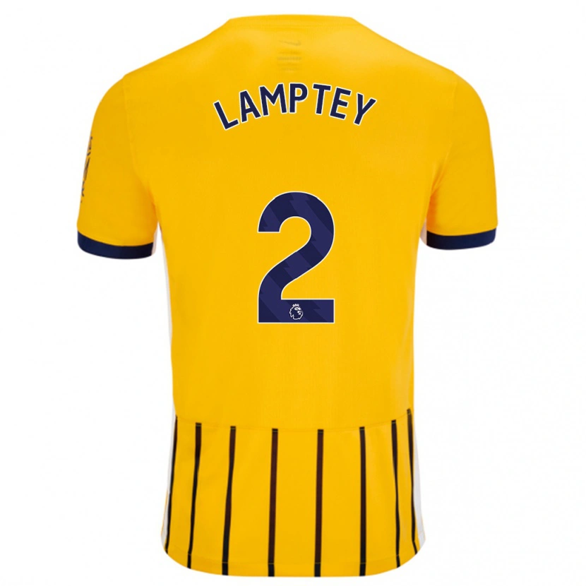 Danxen Herren Tariq Lamptey #2 Gold Blau Nadelstreifen Auswärtstrikot Trikot 2024/25 T-Shirt Schweiz