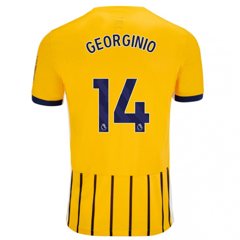 Danxen Herren Georginio Rutter #14 Gold Blau Nadelstreifen Auswärtstrikot Trikot 2024/25 T-Shirt Schweiz