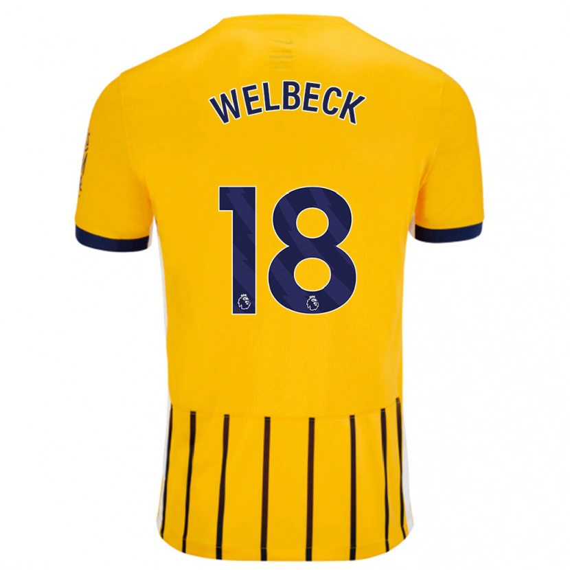 Danxen Herren Danny Welbeck #18 Gold Blau Nadelstreifen Auswärtstrikot Trikot 2024/25 T-Shirt Schweiz