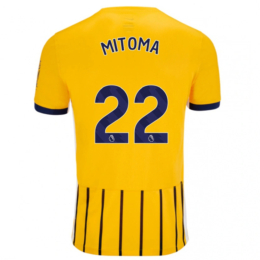 Danxen Herren Kaoru Mitoma #22 Gold Blau Nadelstreifen Auswärtstrikot Trikot 2024/25 T-Shirt Schweiz