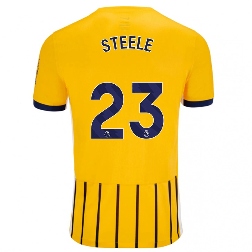 Danxen Herren Jason Steele #23 Gold Blau Nadelstreifen Auswärtstrikot Trikot 2024/25 T-Shirt Schweiz