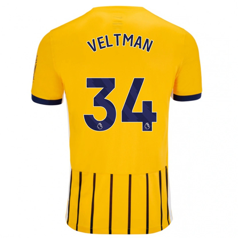 Danxen Herren Joël Veltman #34 Gold Blau Nadelstreifen Auswärtstrikot Trikot 2024/25 T-Shirt Schweiz