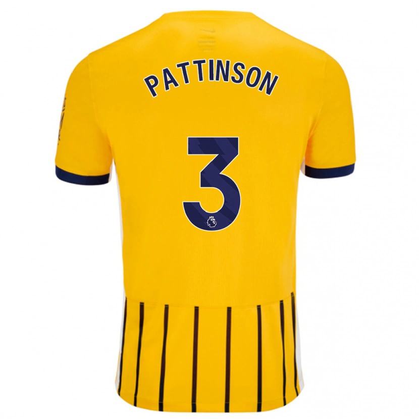 Danxen Herren Poppy Pattinson #3 Gold Blau Nadelstreifen Auswärtstrikot Trikot 2024/25 T-Shirt Schweiz